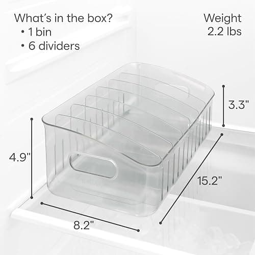 YouCopia FreezeUp Freezer Bin 15", BPA-Free Clear Fridge Organizer with Adjustable Dividers and Handles for Frozen Food and Leftovers thumbnail 3