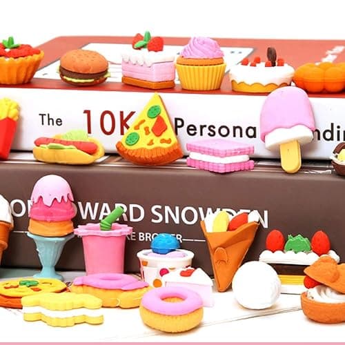 Cllayees 72 Pcs Assorted Food Pencil Erasers Toy Set, Cake Dessert Fruit Puzzle Erasers Toys for Kids Reward Party Favors (Food) thumbnail 4