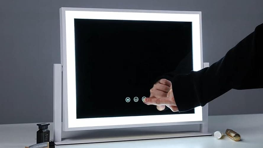 Gvnkvn Lighted Makeup Mirror, 17.3"x13" Hollywood Vanity Mirror with Led Lights, Three Color Lighting Modes, and 10X Magnification Mirror, Smart Touch Control, 360°Rotation (White, Gift Box) thumbnail 9