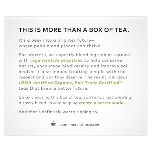 TAZO Organic Zen Green Tea Bags, Caffeine Free Tea with Refreshing Lemongrass & Spearmint, 144 Total Tea Bags (36ct - Pack of 4) thumbnail 4