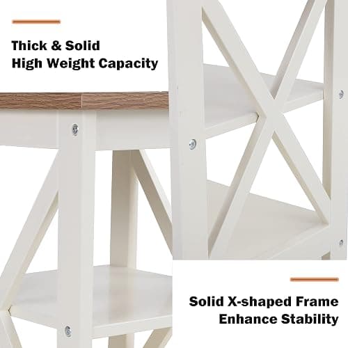 PHI VILLA End Table Living Room Set of 2 - Farmhouse Bed Side Table Nightstands for Bedroom, Ivory White Small Side Table - Ivory thumbnail 6