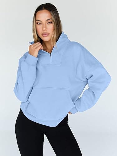 Trendy Queen Womens Sweatshirts Quarter Half Zip Pullover Oversized Hoodies Fall Fashion 2025 Winter Fleece Jackets Sweaters thumbnail 2