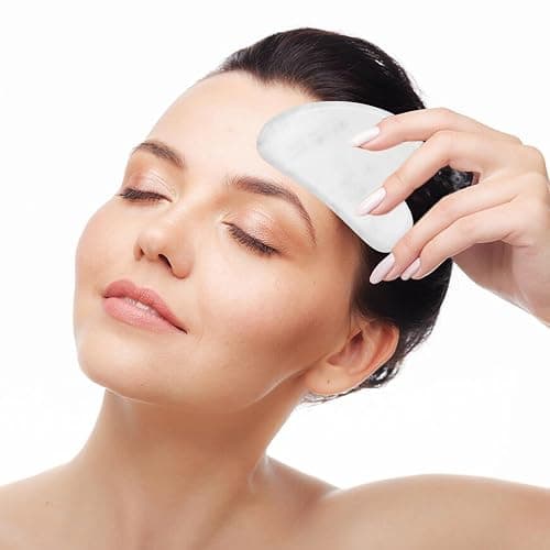 Contrybox Gua Sha Facial Tools, White Quartz Guasha Tool for Face & Eye Gua Sha Stone for Puffiness Reducing & Jawline Sculpting Face Stone Gua Sha Tools for Skin Care Woman GuaSha Stone Tool, White thumbnail 7