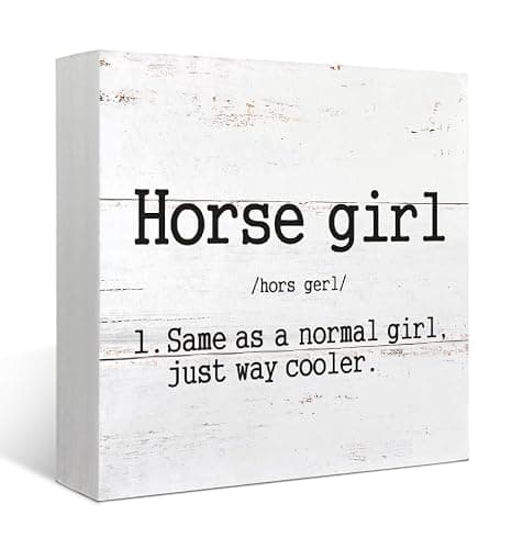 Mtrgdn Horse Decor for Girls Room,Horse Gifts for Women,Western Cowgirl Horse Girl Definition Wooden Box Sign Decor for Teen Girls Bedroom Bathroom Home Table Office Desk Shelf Wall Decorations,5x5 Inch - Image 1