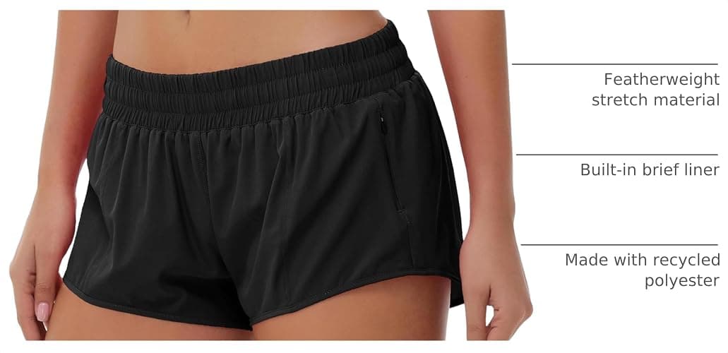 Aurefin Lightweight Athletic Shorts for Women, Quick Dry Run ning Shorts with Zip Pocket and Liner Womens Gym Workout Shorts thumbnail 4