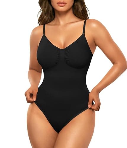 BRABIC Womens' Seamless Sleeveless V-Neck Bodysuit Shapewear Tummy Control - Image 1