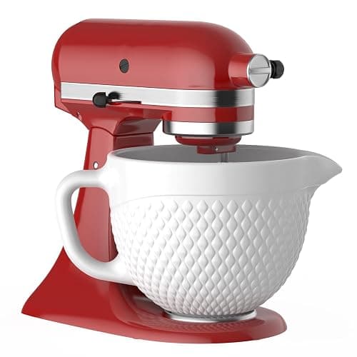 GVODE Ceramic Mixer Attachment Fit 4.5-5Q Tilt-Head Models, 5Qt Ceramic Bowl for KitchenAid Mixers, Vintage Pineapple Design | Microwave & Dishwasher Safe Baking - Image 1
