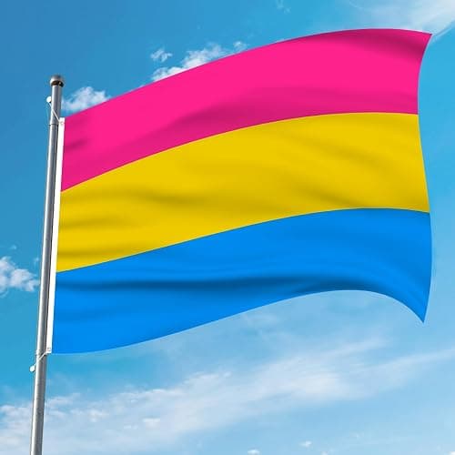 AhfuLife Pansexual Flag - 3x5 Ft Rainbow Pride Flag for Outside - Double Side with Brass Eyelets for Pansexual Party Decor, LGBT Pride Day Party Wedding Decorations thumbnail 6