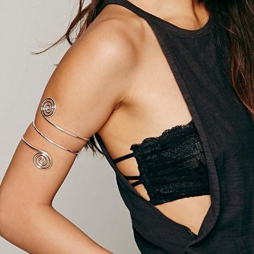 RIOSO 6 Pieces Arm Cuff Upper Arm Band Cuff Bracelet Bangle for Women Adjustable Armband Set thumbnail 2