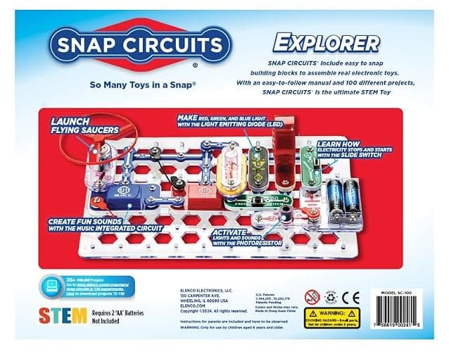 Snap Circuits Jr. SC-100 Electronics Exploration Kit, Over 100 Projects, Full Color Project Manual, 28 Parts, STEM Educational Toy for Kids 8 + thumbnail 3