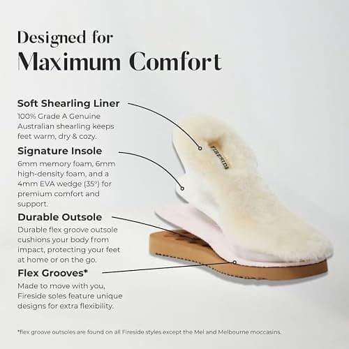 Fireside By Dearfoams Women's Sydney Slippers, Genuine Shearling Suede Scuffs, Memory Foam Slip-in House Shoes thumbnail 6