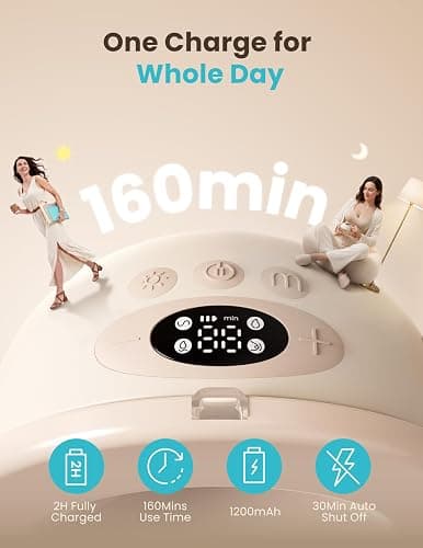 Paruu P16 Pro Wearable Breast Pump, Hands-Free Electric Breast Pump with 160min Battery & Night Light, 4 Modes & 12 Levels, 309mmHg Suction, 24mm Flange, Storage Bag & Dust Cover, 2 Pack (Champagne) thumbnail 7