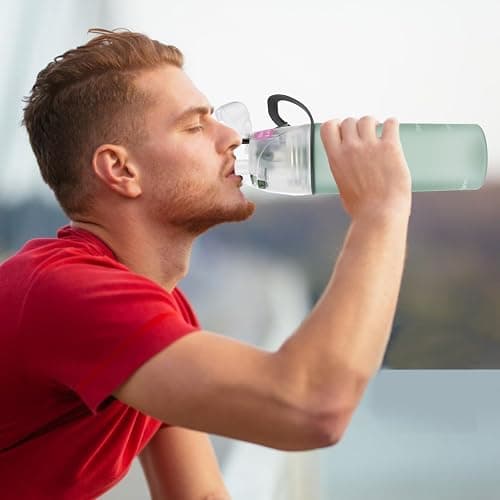 Qshare Misting Drinking Water Bottle, Spray Mist Sports Bottle for Outdoor Sport Hydration and Cooling Down, FDA Approved BPA-Free Misting Water Cup with Unique Mist Lock Design thumbnail 5