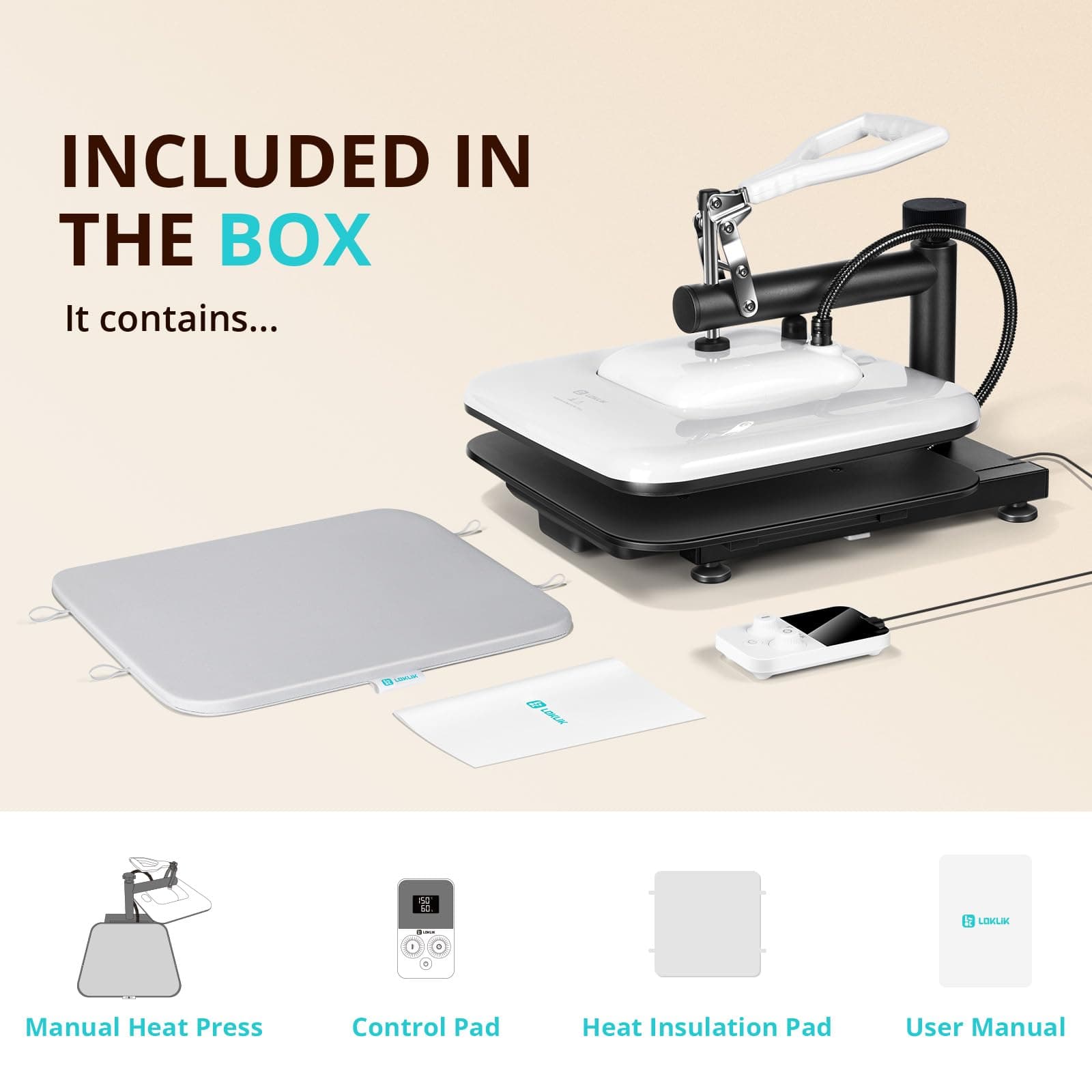 LOKLIK Heat Press Machine for T Shirts - Swing Away15x15 Heat Press Machine - Professional Heat Press for Sublimation, Vinyl, Heat Transfer Projects, Heats Up Fast & Distribute Heat Evenly (White) thumbnail 8