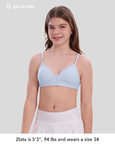 SALIA GIRL Teen Bras for Girls 10–14, Lightly Padded for Secure Coverage | Wireless Comfort, Back Closure, Ultra-Fine Knit, Silky-Soft Feel, Adjustable Straps, No-Bulk Fit, School & Everyday Wear thumbnail 2
