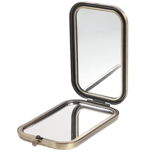 1pc Vintage Double-Sided Foldable Makeup Mirror Compact Portable Travel Cosmetic Mirror for Women High-Definition Present thumbnail 3