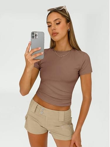 AUTOMET Womens 3 Piece Short Sleeve Shirts Basic Going Out Slim Fitted Crop Tops 2026 Summer Y2k Spring Clothes thumbnail 3