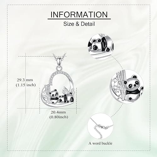 DAYLINLOVE Panda Gifts 925 Sterling Silver Panda And Bamboo Heart Pendant Necklace Animal Jewelry Gifts for Women thumbnail 5
