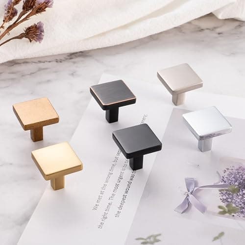 ASKANO 20 Pack 1-1/8 Inch, Square Matte Black Cabinet Knobs Black Drawer Knobs Black Cabinet Pulls, ZK2401 Solid Kitchen Hardware for Cabinets Drawers Bedroom Dresser Bathroom Vanity Cupboard thumbnail 5