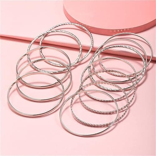 RINTOLER 16Pcs Gold Bangle Bracelets for Women - Multi Layer Stackable Textured Bracelets Boho Jewelrys Set. thumbnail 6