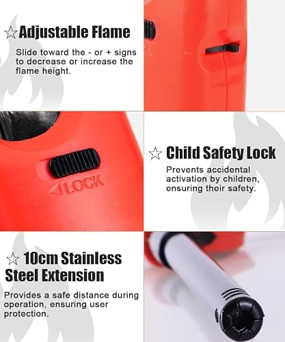 4 Pack Lighter Refillable Butane Lighters, Long Lighters for Candle Camping Fireplace Party BBQ Grill(Fuel Not Included) thumbnail 4