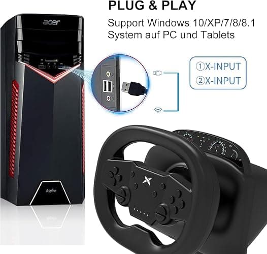 DOYO Gaming Steering Wheel with Pedals, 270 Degree Racing Wheel with Dual-Vibration Motors, Wireless Steering Wheel for PS4, PC, Nintendo Switch, PS3, IOS, Android Racing Games thumbnail 5