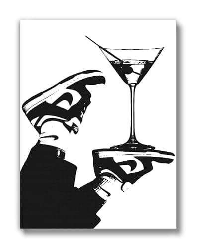 Bar Cart Accessories & Decor (UNFRAMED 12 x 16) Cocktail Wall Art Alcohol Drink Aesthetic Streetwear Fashion Shoes Sneaker Poster Wall Art Prints Martini Sneaker - Image 1