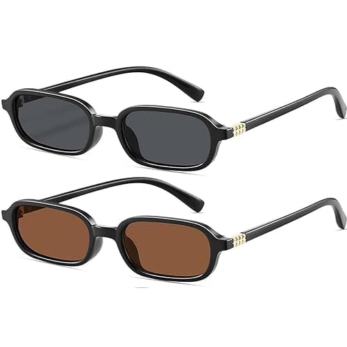 Retro 90s Rectangular Sunglasses for Women–Vintage Trendy Fashion Slim Square Small Shades with UV Protection 8064 - Image 1