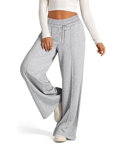GUCURIN Womens Sweatpants High Waisted Drawstring Wide Leg Sweatpants Casual Baggy Yoga Jogging Pants for Women thumbnail 2