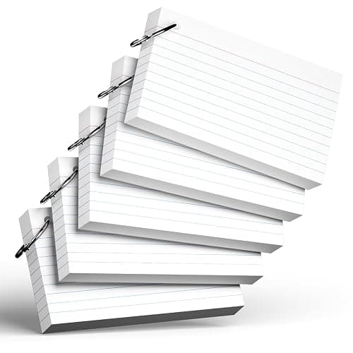 250 Count White Index Cards with Ring 3 x 5 Inch Heavyweight Ruled Index Cards, Flash Cards for School & Office Supplies and Home Organization, Durable Study To Do List Note Cards with Ruled Lines - Image 1