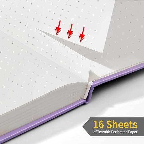Annecy Numbered Bullet Dotted Journal Notebook, Medium 5.5x 8.25, 160 Pages 100GSM Writing Paper, A5 Purple Faux Leather Cover with Pen Loop thumbnail 5