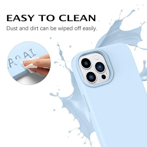 Telaso for iPhone 14 Pro Case, Liquid Silicone Soft Gel Rubber iPhone 14 Pro Phone Case Slim Case with Microfiber Lining Shockproof Protective Phone Cover, Light Blue thumbnail 5