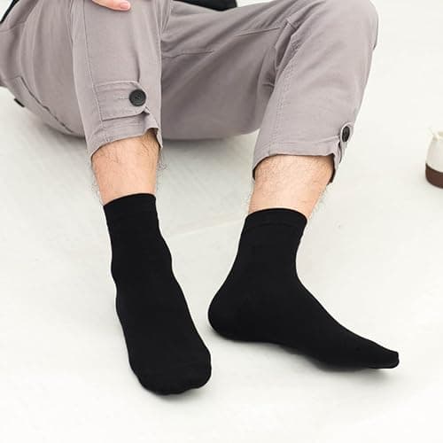 Tergy 50 Pairs Quarter Ankle Socks Crew Socks Athletic Socks for Men Women Breathable Cushion Socks for Running Hiking - One Size - Black thumbnail 5