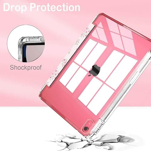 Feams Case for iPad (A16) 11th Generation 11 Inch 2025, iPad 10th Generation 10.9 Inch 2022, Slim iPad A16 Case Clear Back Cover with Pencil Holder & Auto Sleep, Pink Blossom thumbnail 3