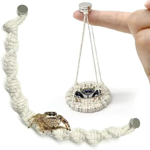 2 Pack Jumping Spider Rope Bridge Swings, Natural Cotton Rope Handmade Magnetic Mounting Jumping Spider Accessories for Medium Jumping Spider Enclosure - Image 1