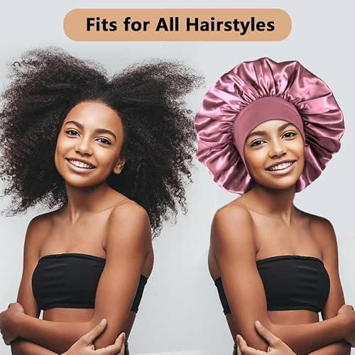 3PCS Extra Large Satin Bonnets for Sleeping, Hair Bonnets for Black Women Braids Curly Hair, C thumbnail 4