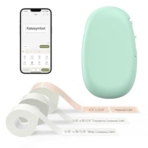 SUPVAN E10 Bluetooth Label Maker Machine with 3 Tapes, Continuous Waterproof Label, Versatile App with 35 Fonts and 1k+ Icons, Inkless Labeler for Home, Kitchen, School, Office Organization, Green - Green - Machine + 3 Tapes - Image 1