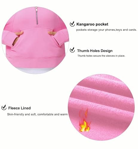 THE GYM PEOPLE Womens' Hoodies Half Zip Long Sleeve Fleece Crop Pullover Sweatshirts with Pockets Thumb Hole thumbnail 5