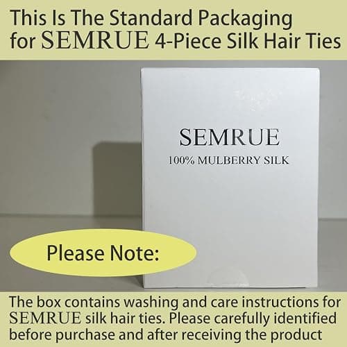 SEMRUE 22 Momme 100% Pure Mulberry Silk Scrunchies (4 PCS) - Small Hair Elastics and Ties for Women, Sleep Hair Care, No Damage, Black thumbnail 7