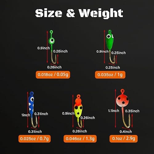 Ice Fishing Jigs Luminous Ice Fishing Lures Glowing Jig Gear Winter Fishing Jigging for Crappie Pike Panfish Walleye Perch Bluegill 6pcs/20pcs thumbnail 3