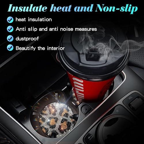 Murimt Bling Car Accessories Water Coaster for Women,Leopard Print Rhinestone Car Coasters, Drink Coasters 2.75in(2 pcs) thumbnail 5