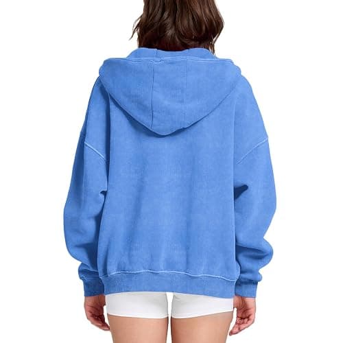 Dnzzs Womens Zip Up Hoodie Oversized Acid Wash Sweatshirts Heavyweight Fall Fashion Outfits Casual Jackets Winter Clothes thumbnail 4