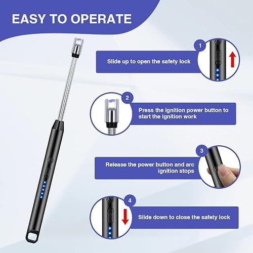 2 PCS Candle Lighter, Electric Lighter Arc Windproof Flameless with 360° Flexible Neck & LED Power Display, Lighters for Candle for BBQ, Grill, Camping, Fireplace, Stove thumbnail 4