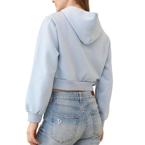 Wrenpies Cute Cropped Zip Up Hoodie for Teen Girls Cartoon Cat Graphic Kawaii Aesthetic Pockets Hooded Sweatshirts Jackets thumbnail 5