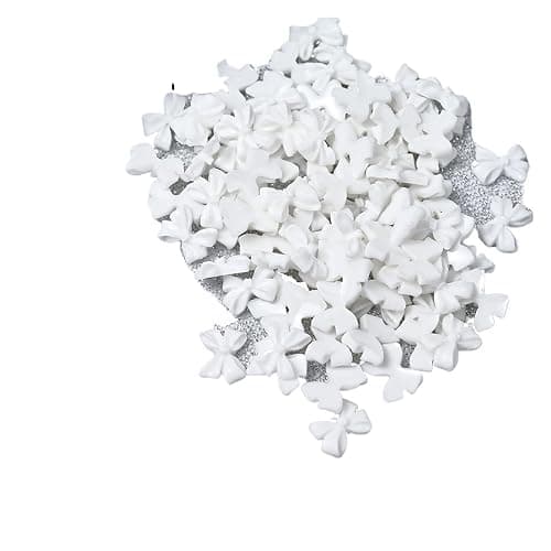 50/100 pezzi rosa bianco kawaii fiocco for unghie ciondoli in resina 3D fiocco piatto for unghie gemme 8 * 10mm nail art strass gioielli #Bowtie(WHITE) - Image 1