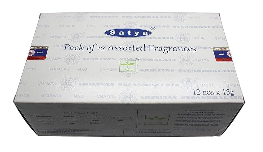 Set of 12 Nag Champa, Lavender, Arabian Musk, Egytian Jasmine, Musk, Dragon's Fire, Dragon's Blood, Prana, Ajaro, Money, Rose, Meditation by Satya Incense Bangalore (BNG) thumbnail 2