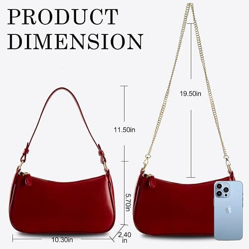 Shoulder Bags for Women Leather Hobo Sling Tote Handbag Retro Clutch Purse with 2 Removable Straps and Zipper Closure thumbnail 3