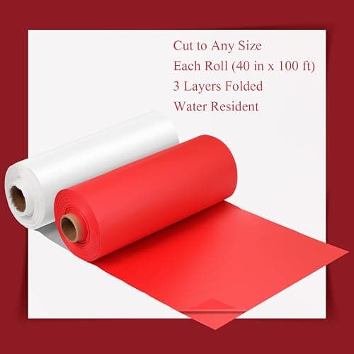 Moukeren 40'' x 100' Circus Tablecloth Roll Plastic Tablecloth Disposable DIY Carnival Tent Party Supplies for Big Top Tent Backdrop Curtains Ceiling Wall Drapes(White, Red,4 Roll) thumbnail 2