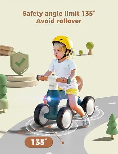 Baby Balance Bike 1 Year Old with Colour Lights, Toddler bike for Boys Girls 1st Birthday Gifts, Baby Bike Ride On Toys Age 10-24 Months, Baby Walker No Pedals 1-2 Year thumbnail 3