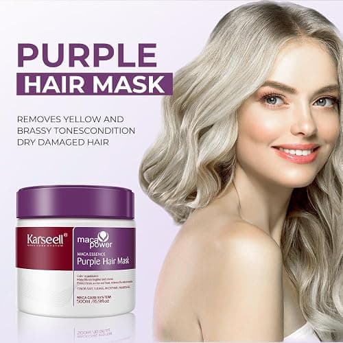 Karseell Purple Hair Mask, 16.90 oz | Blonde Hair, Neutralizes Brass, Gray Hair, Highlighted Hair, Moisturizing, Smoothing thumbnail 2